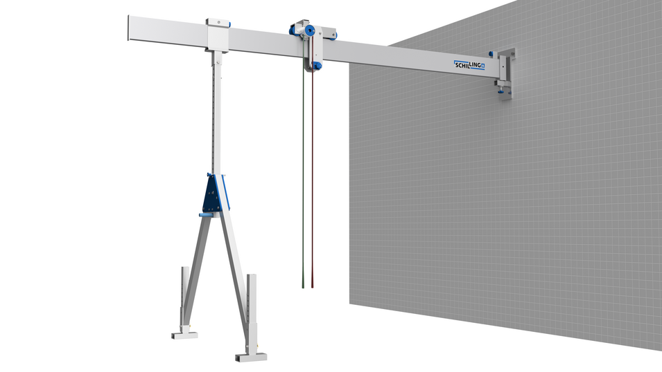 SCHILLING Alu-Schwenkkran mit Wandkonsole zur Montage an Wänden.