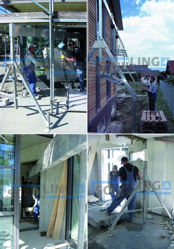 Verschiedene Impressionen der Verwendung von SCHILLING Hebetechnik auf Baustellen.