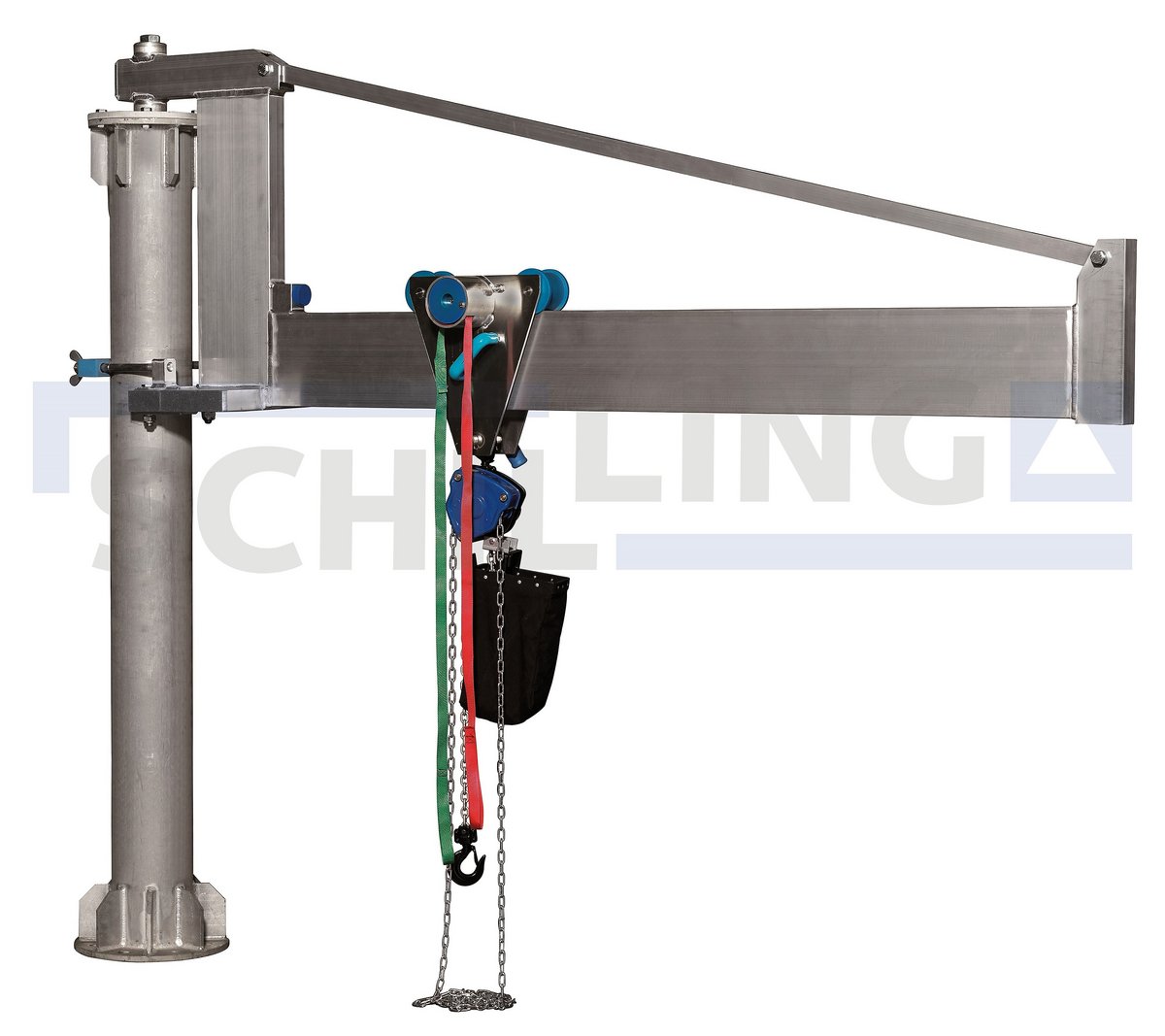 The slewing crane lifting slewing positioning