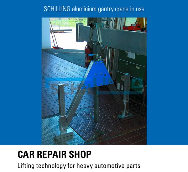 Car repair shop – Lifting technology for heavy automotive parts