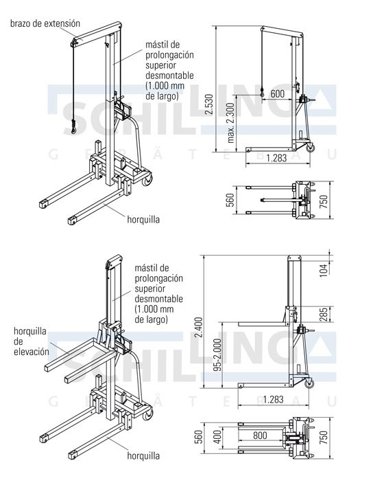 Multielevador de aluminio