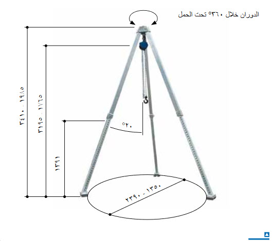 رافعة ثلاثية القوائم من الألومنيوم