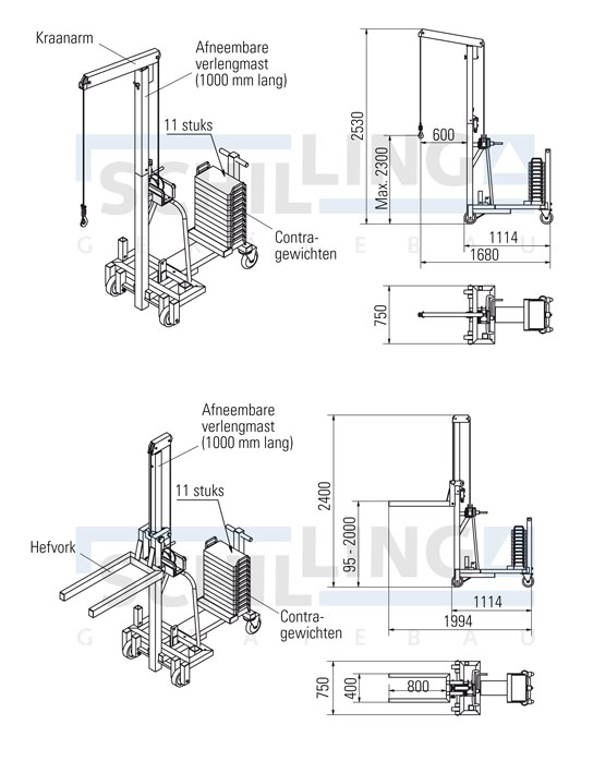 Aluminium multilift met contragewicht