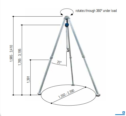 Aluminium Tripod Crane - lifting of loads