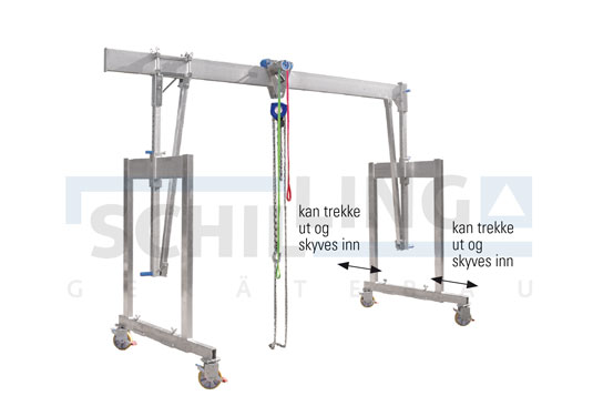 Spesialportalkran i aluminium - Med uttrekkbare føtter