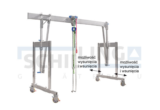 Specjalne rozwiązania suwnica aluminiowa - z wysuniętymi nogami