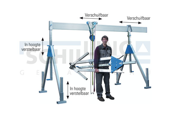 Aluminium portaalkraan, stationaire uitvoering - Draaglast 1000 kg en 1500 kg